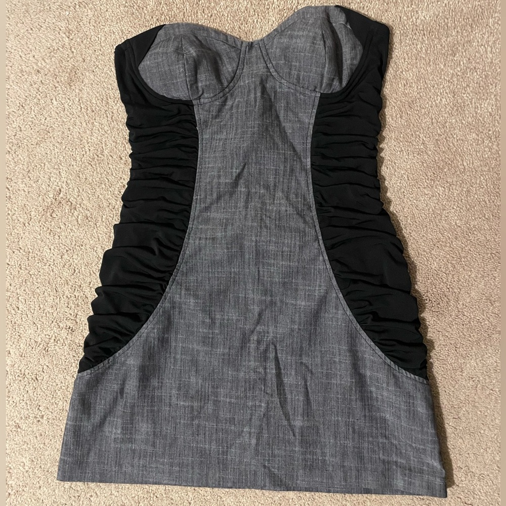Strapless Grey and Black Dress